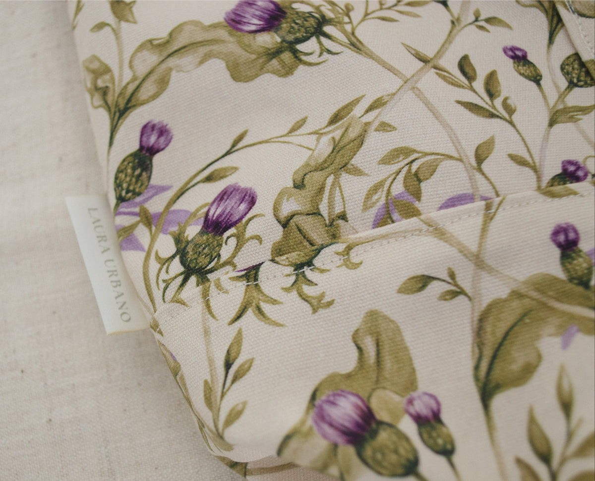 Thistle Cotton Canvas Tote | Original Hand Painted Design | Lilac Lining | Made in UK