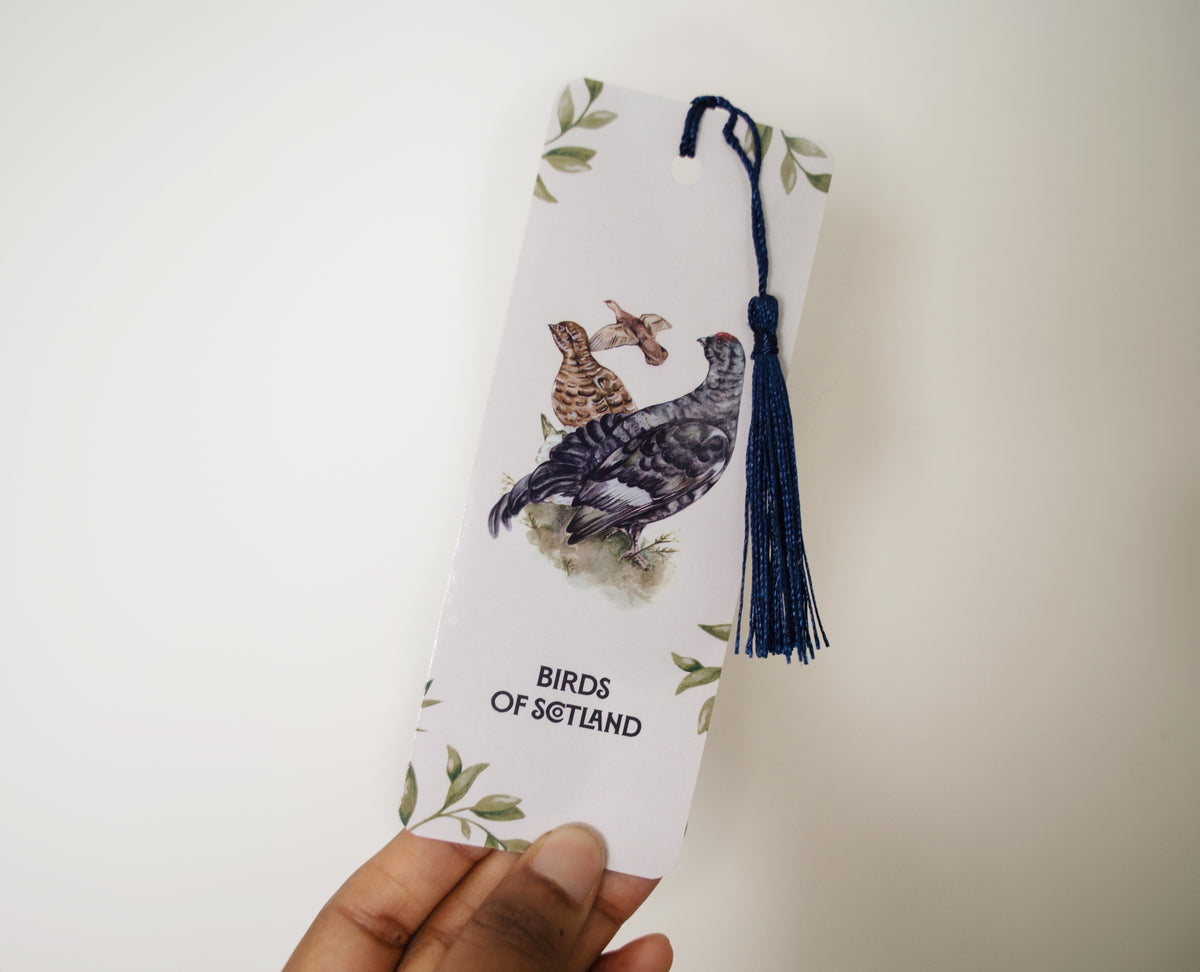 Birds of Scotland Bookmark | Original Hand painted Design | Laminated Card with Tassel | Made in UK