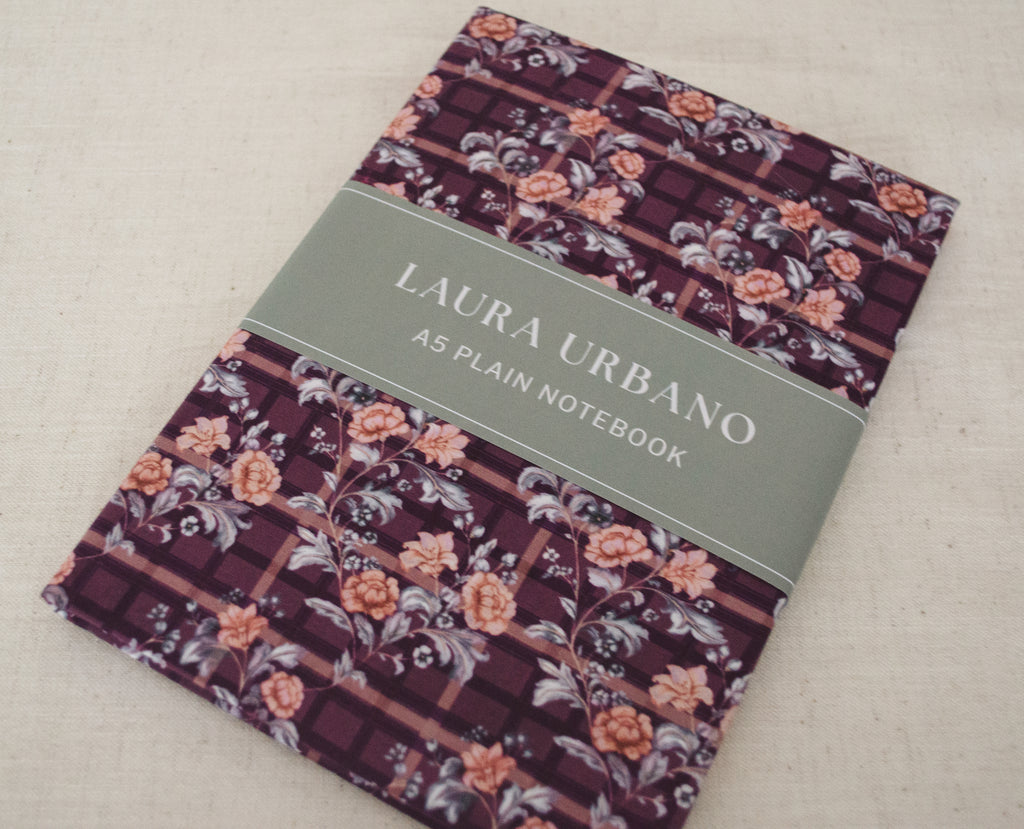 Tartan A5 Plain Notebook | Original Hand Painted Design | Fabric Bound | Made in UK